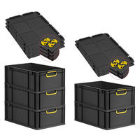 EUROBOX 5x NextGen Color mit Auflagedeckel 22x40x60 cm 44 Liter Schwarz Griffe gelb zu - Gelb/Schwarz, Kunststoff (40/22/60cm) - PROREGAL
