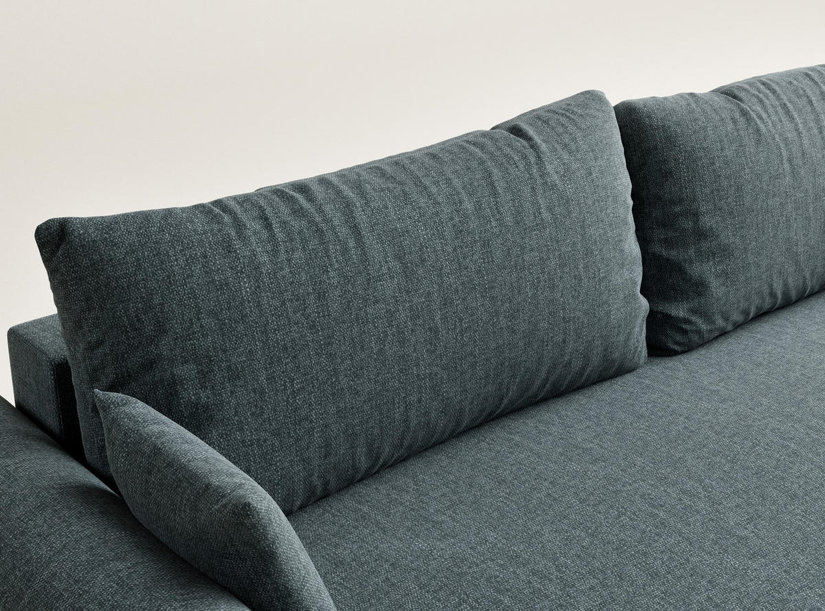 SOFA MIT SCHLAFFUNKTION Toluca Blau Webstoff - Blau/Schwarz, Holz/Holzwerkstoff (247/69/104cm) - Maison de Reve