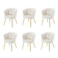 STUHL SET 6-TEILIG Samt Polster Blütenblatt-Rücken Goldfüße & Kissen Beige - Beige, Holz (62/43/54cm) - FLIEKS