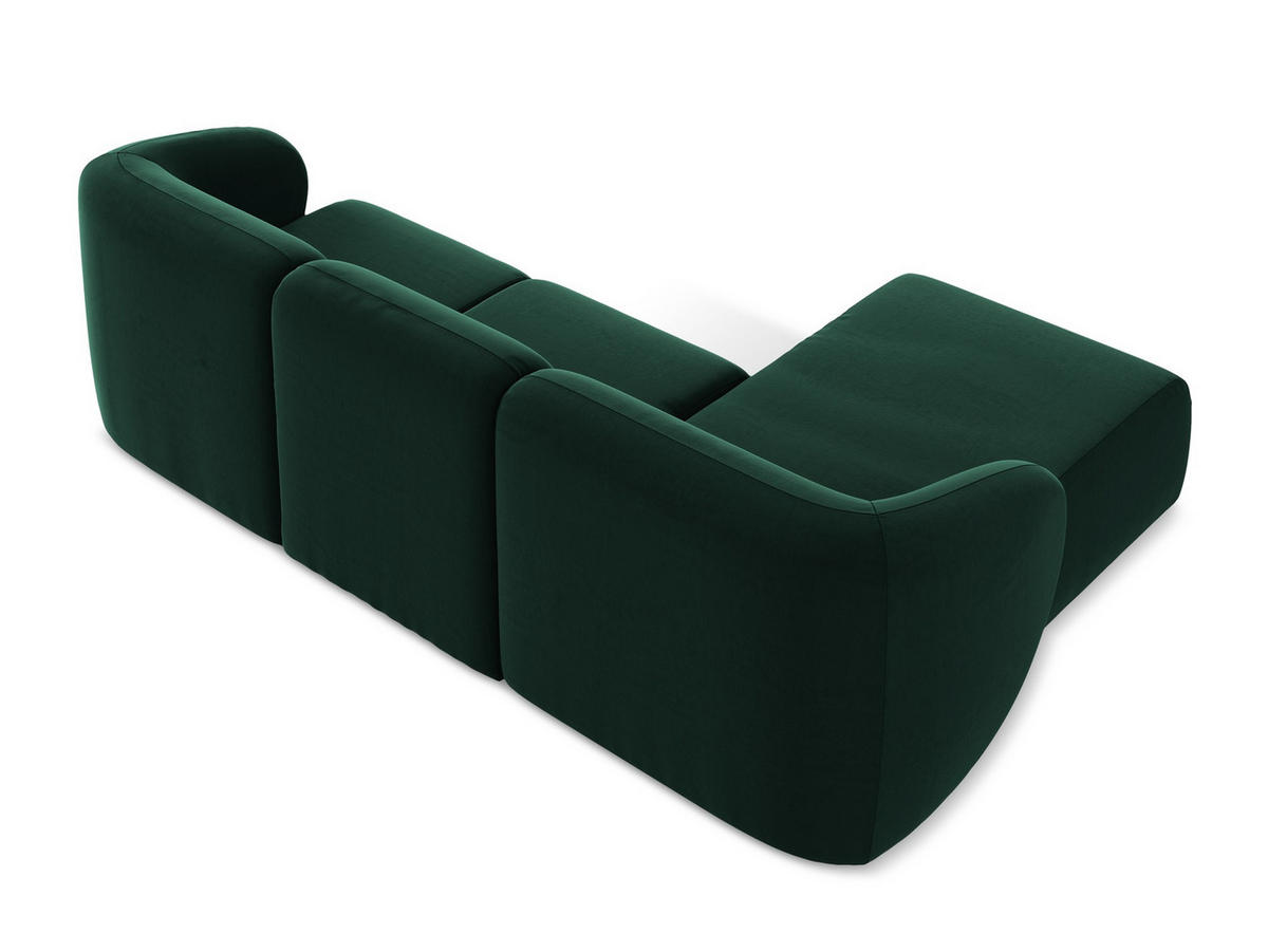 ECKSOFA Links Samt Stoff Grün - Dunkelgrün/Schwarz, Holzwerkstoff/Kunststoff (248/166cm) - Makamii