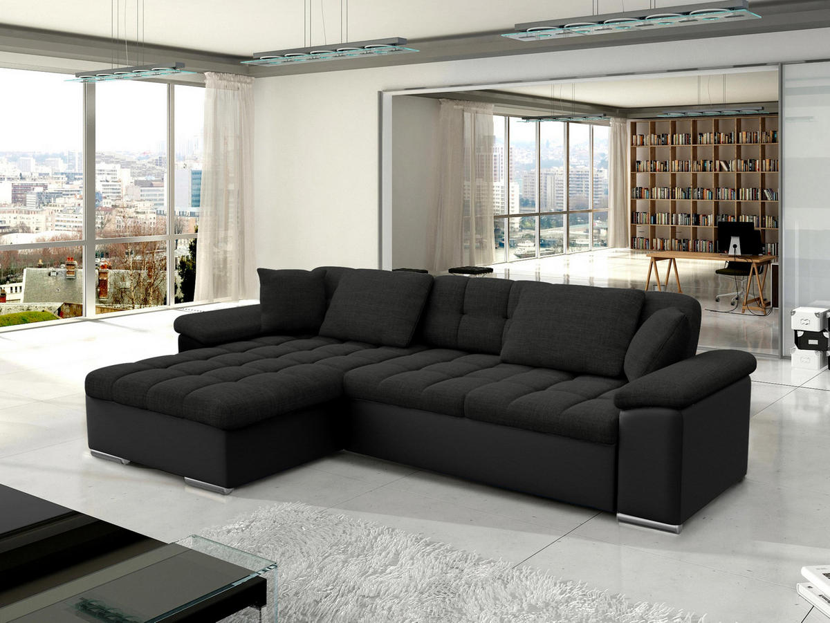 ECKSOFA Diana, Seite: Links - Schwarz, Holz/Textil (280/160cm) - MIRJAN24