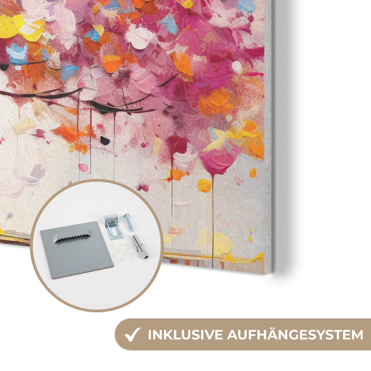 AKUSTIKPANEEL Aquarell - Baum - Kunst - Abstrakt 100x70 cm - Multicolor, Textil (100/0.9/70cm) - MuchoWow