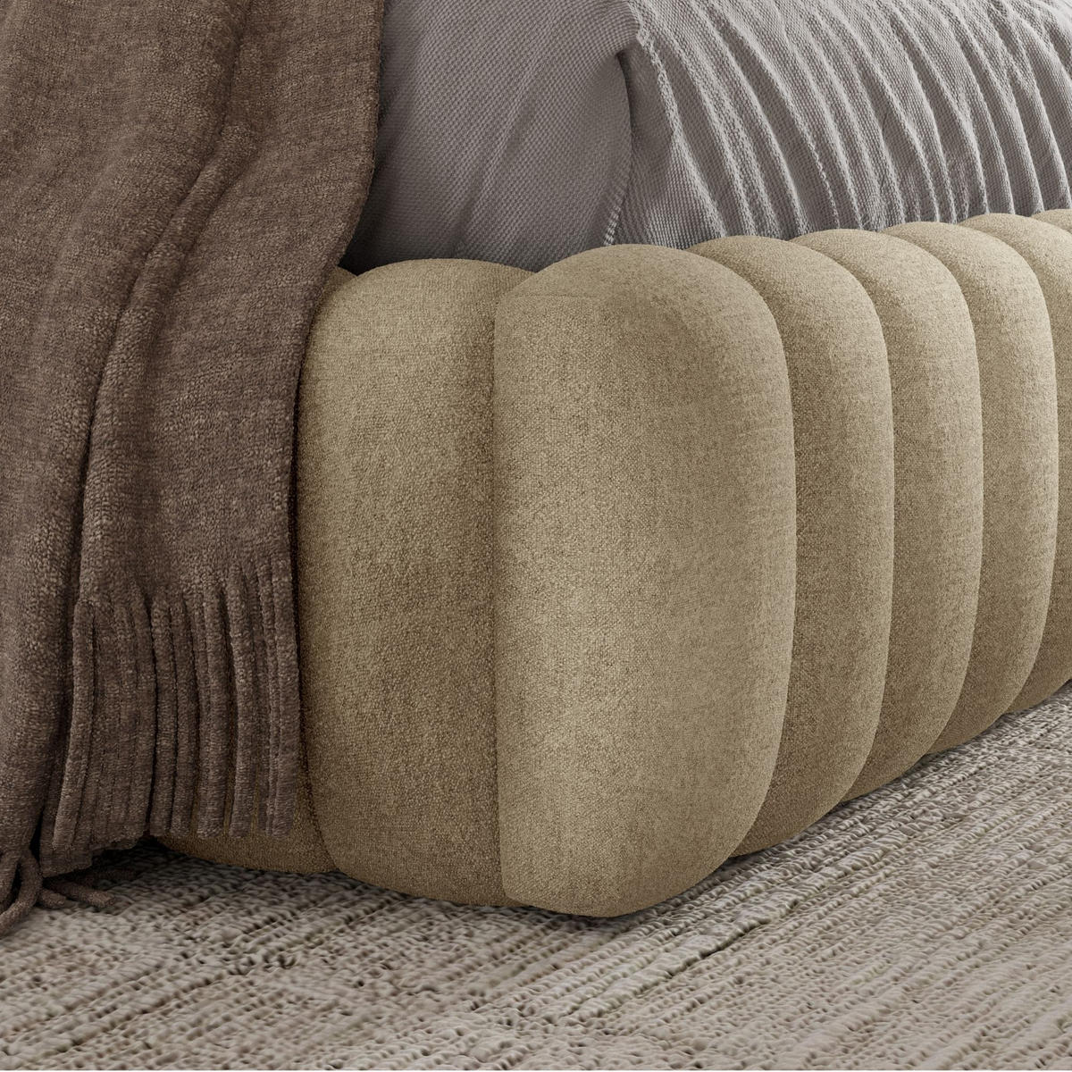 POLSTERBETT BLIVIO 180x200 cm,mit Bettkasten,Lattenrost,Doppelbett,Boxspringbett-Optik-Beige - Beige, Holz (180/200cm) - Furnistar
