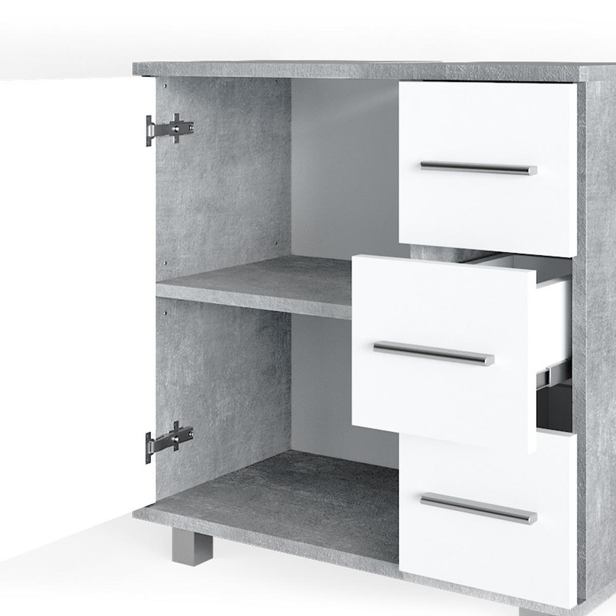 WASCHBECKENUNTERSCHRANK Ilias Beton 60 x 60 cm - Schieferfarben, Holzwerkstoff (60/60.8/33cm) - Vicco