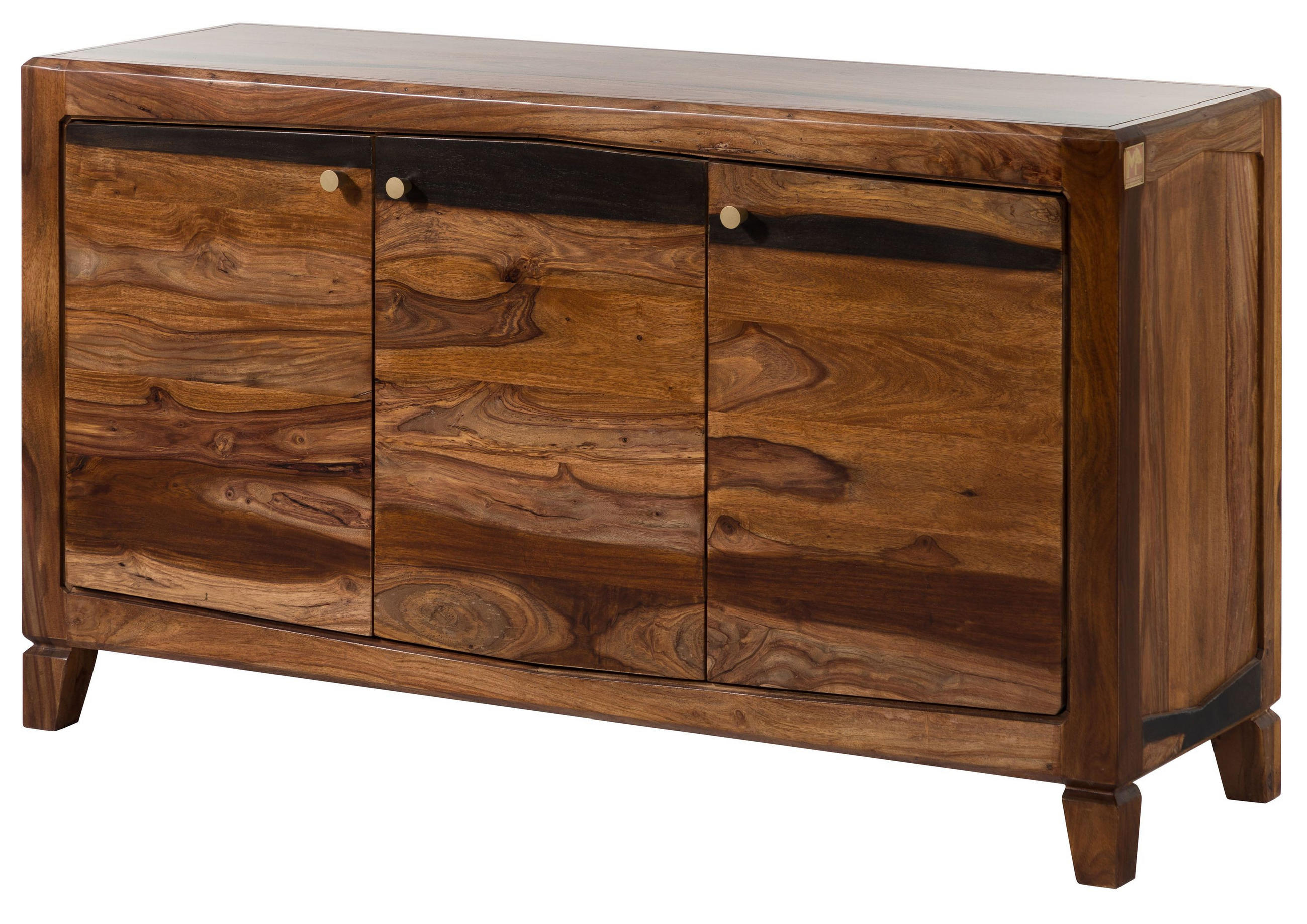 SIDEBOARD Sheesham 140x45x80 dunkelbraun lackiert ANCONA #221 - Dunkelbraun, Holz (140/80/45cm) - Massivmoebel24