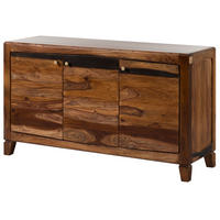 SIDEBOARD Sheesham 140x45x80 dunkelbraun lackiert ANCONA #221 - Dunkelbraun, Holz (140/80/45cm) - Massivmoebel24