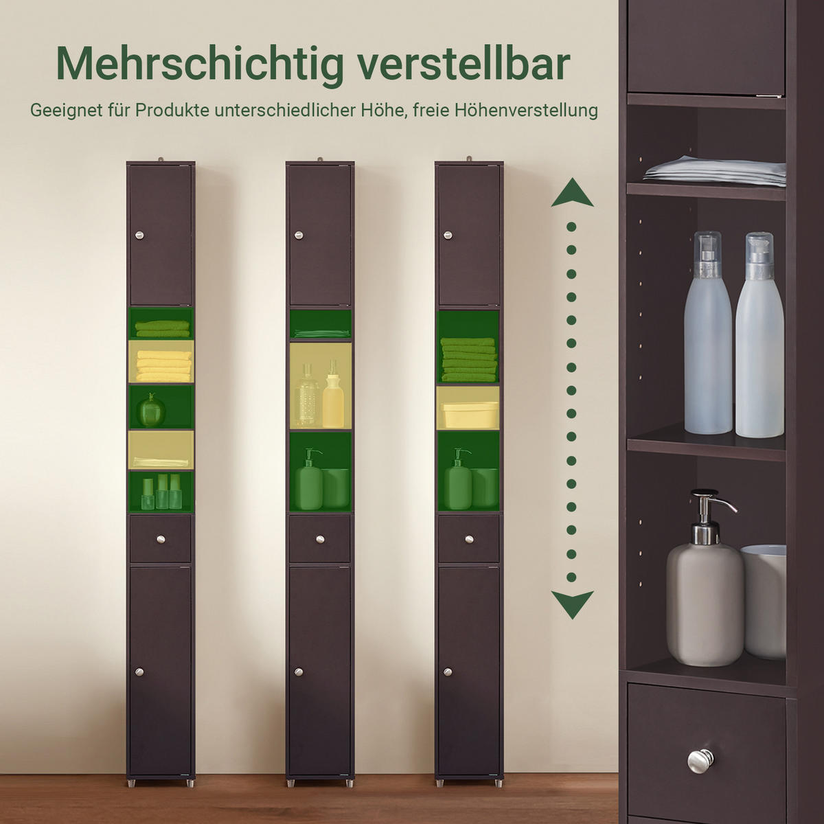 HOCHSCHRANK Braun - Dunkelbraun, Holzwerkstoff (20/180/20cm) - SoBuy