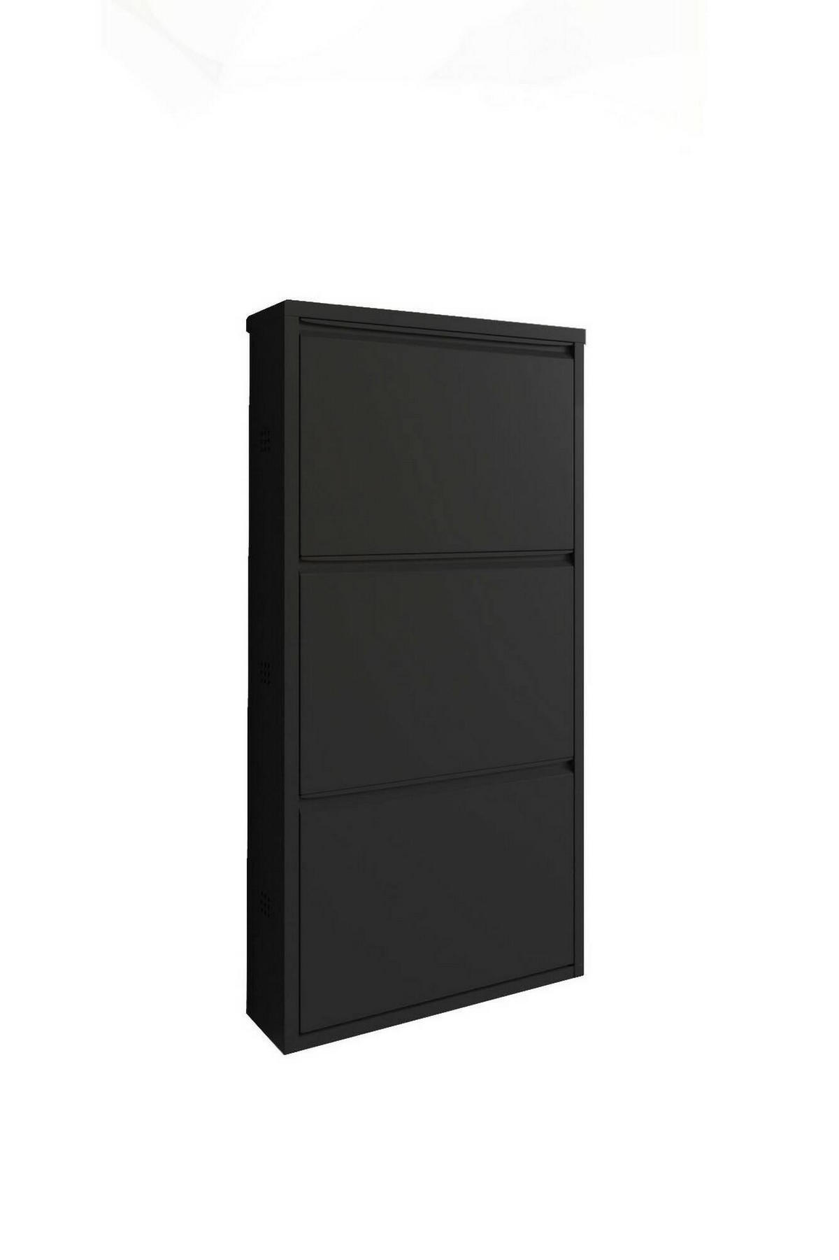 SCHUHSCHRANK Schwarz 15/50/104 cm - Schwarz, Metall (50/104/15cm) - DMORA