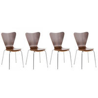 BESUCHERSTUHL 4er Set Holz Walnuss - Walnussfarben, Holz/Metall (45/85/49cm) - CLP
