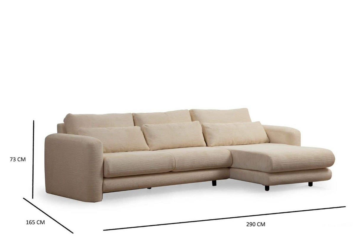 ECKSOFA mit losen Rückenkissen - Beige/Schwarz, Holz/Kunststoff (165/290cm) - myHomelando