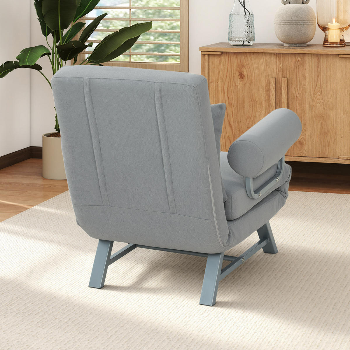 SCHLAFSESSEL DE-08241 zum Gästebett umwandelbar Hellgrau - Hellgrau, Metall (73/81/78cm) - ComfortXL