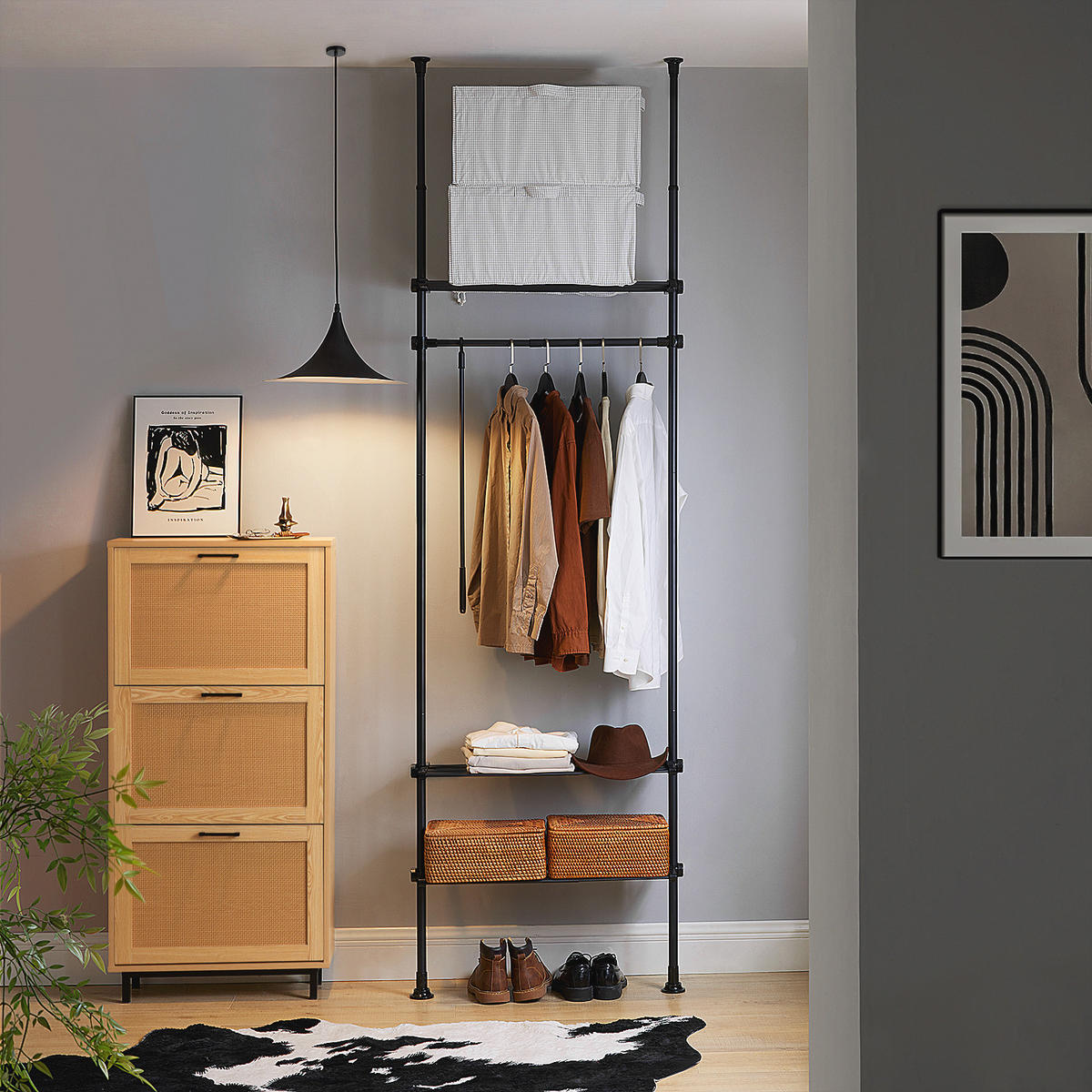 TELESKOP GARDEROBEN SYSTEM Schwarz - Schwarz, Kunststoff (80/295/2cm) - SoBuy
