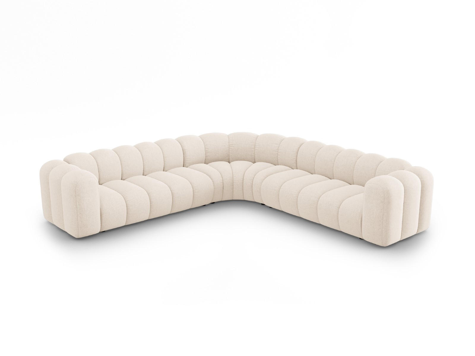 ECKSOFA symmetrisch modular Lupine aus Chenille-Stoff leichtes beige 5 Sitzplätze - Creme, Textil (309/309cm) - Micadoni