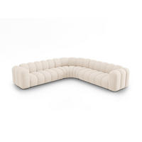 ECKSOFA symmetrisch modular Lupine aus Chenille-Stoff leichtes beige 5 Sitzplätze - Creme, Textil (309/309cm) - Micadoni