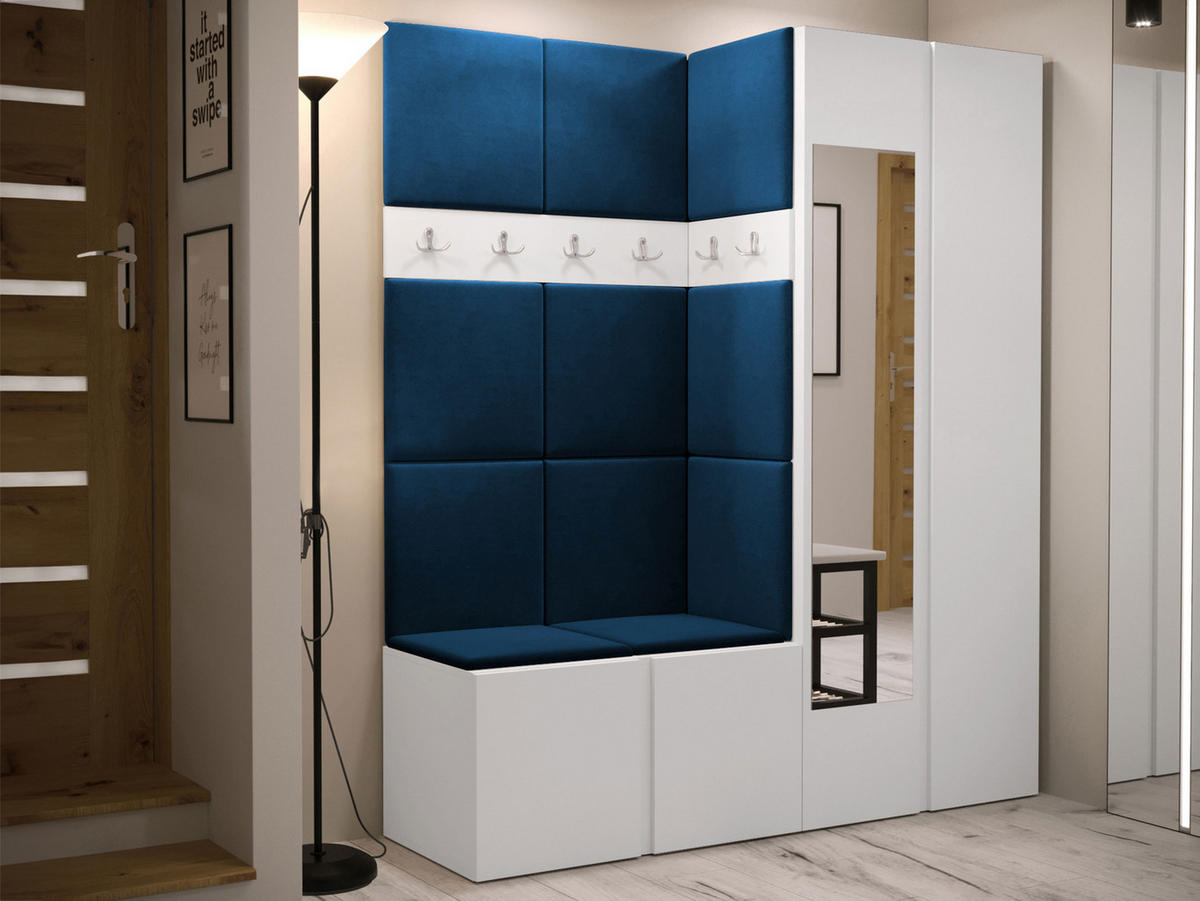 GARDEROBEN-SET Orion XII - Blau/Weiß, Holzwerkstoff/Kunststoff (158/186/46cm) - MIRJAN24