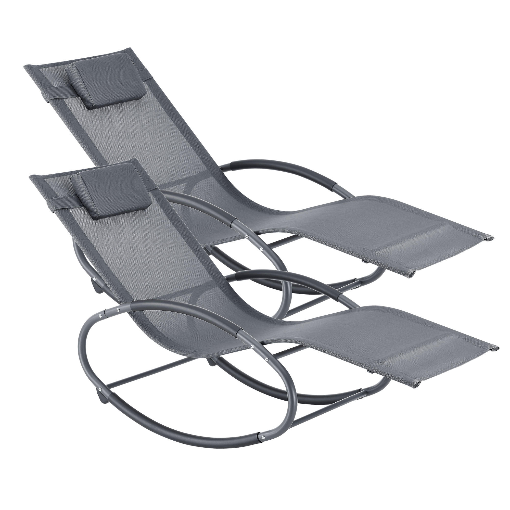 SCHAUKELLIEGE-SET 2 TLG. Almaluez - Dunkelgrau, Metall (153/80.5/63cm) - [en.casa]