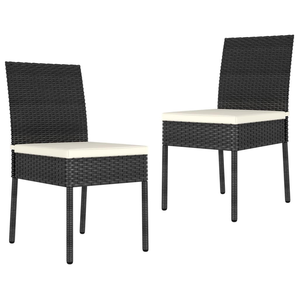 GARTEN-ESSSTÜHLE 2 Stk. Poly Rattan Schwarz - Schwarz, Kunststoff (44/88/44cm) - furnicato