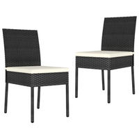 GARTEN-ESSSTÜHLE 2 Stk. Poly Rattan Schwarz - Schwarz, Kunststoff (44/88/44cm) - furnicato