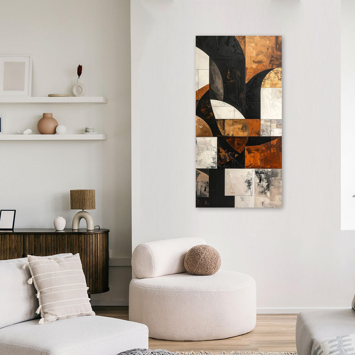 LEINWANDBILD 3D und geometrisch 40x80cm - Braun, Textil (40/80cm) - Feeby