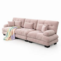 MODULARES Ecksofa aus Chenille in Pink 77x313x81 cm mit tiefem Sitz und Kissen - Pink, Textil (313/77cm) - IVMEU