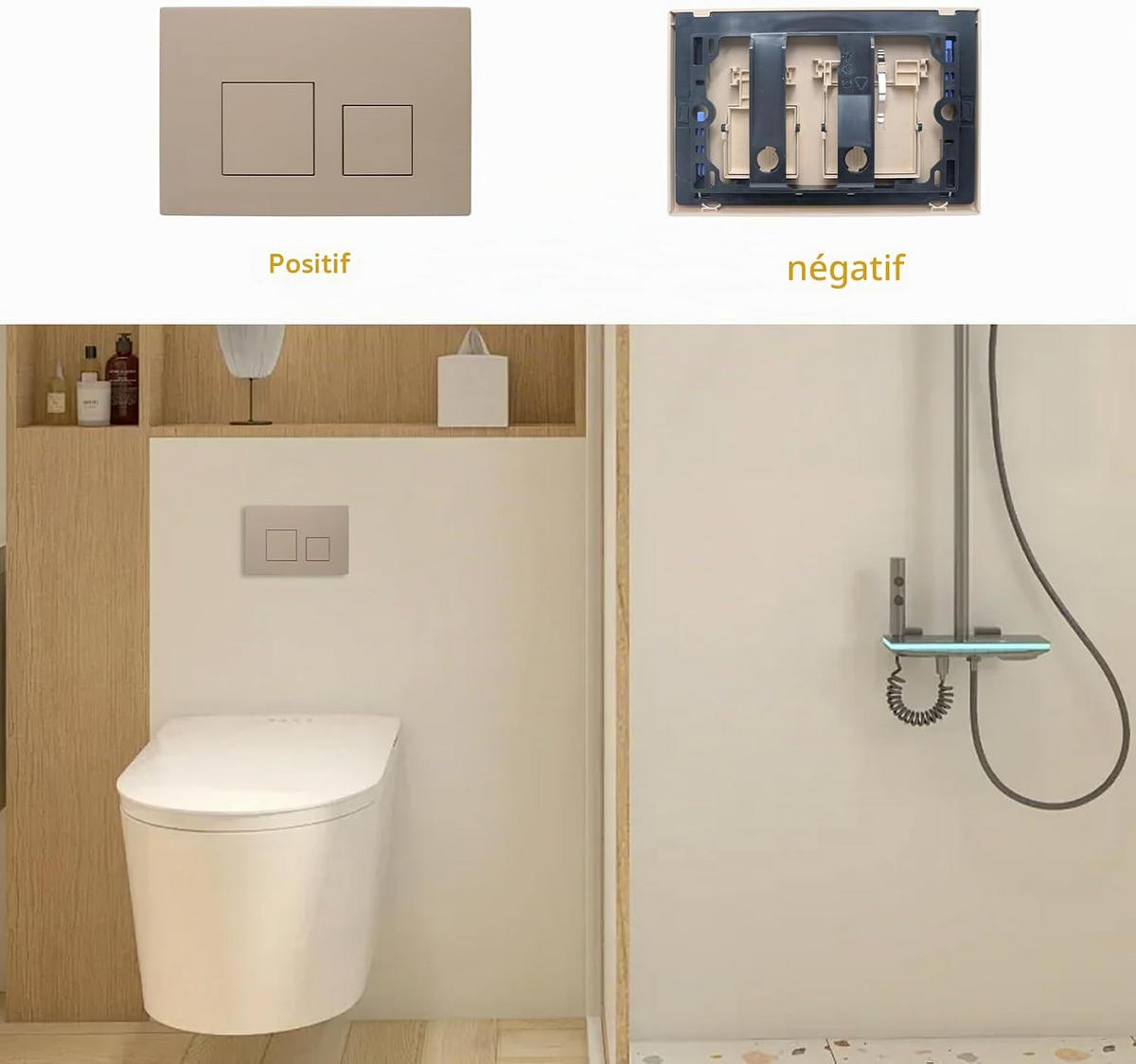 WC-SPÜLTASTE – Kompatibel mit Geberit Sigma 01, 20, 30 und UP300/320 Spülkästen – Khaki - Champagner, Metall (30.8/5.5/15.5cm)