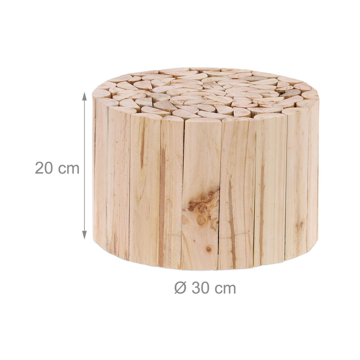 BLUMENHOCKER - Hellbraun, Holz (30/20/30cm) - Relaxdays