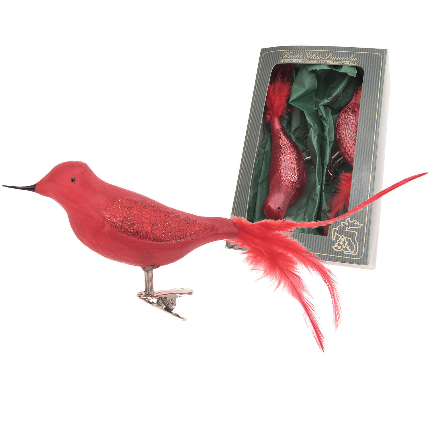 Krebs Glas Lauscha Christbaumschmuck Rot 4x5x12 cm