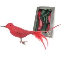 CHRISTBAUMSCHMUCK Amsel Eislack Rot 12cm (Glas / 2 Stk.) - Rot, Glas (4/5/12cm) - Krebs Glas Lauscha