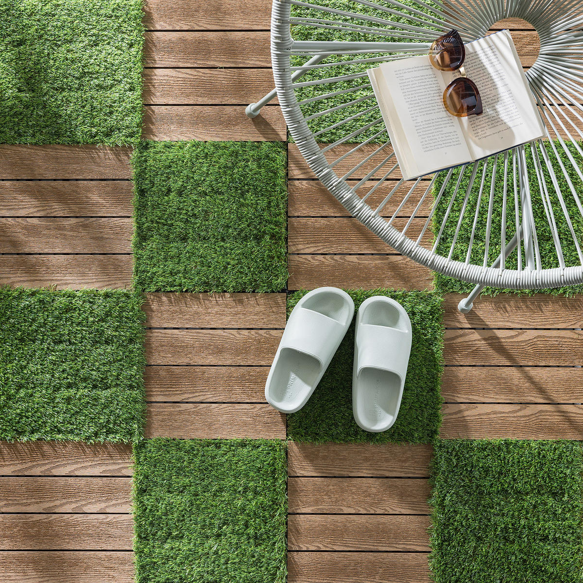 TERRASSENFLIESE - Grün - 33er-Set - Grün, Kunststoff (30/30/2.4cm) - home24