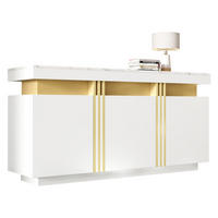 SIDEBOARD Weiß, mit Türen, Innenfächern und goldfarbenen Akzenten, 140/38/70 cm - Weiß, Holzwerkstoff (140/70/38cm) - WISHDOR