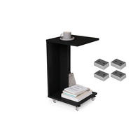 BEISTELLTISCH Rechteckig Schwarz matt mit Ablage und Rollen - Schwarz, Holzwerkstoff (40/40/66cm) - designimpex