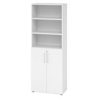KOMBISCHRANK - 3 plus 3 Ordnerhöhen 42/80/215,6 cm in Weiß - Weiß, Holzwerkstoff (80/215.6/42cm) - bümö