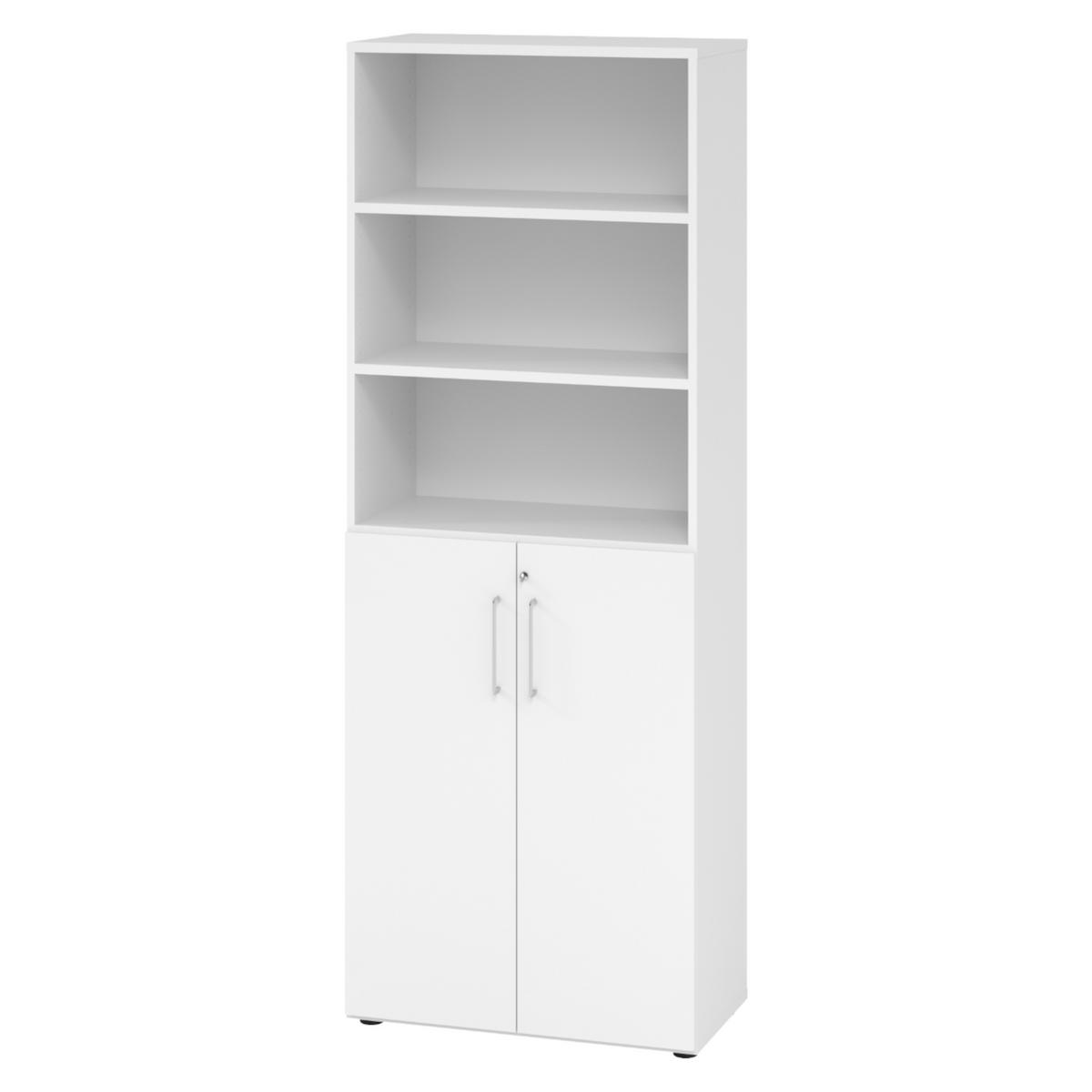 KOMBISCHRANK - 3 plus 3 Ordnerhöhen 42/80/215,6 cm in Weiß - Weiß, Holzwerkstoff (80/215.6/42cm) - bümö