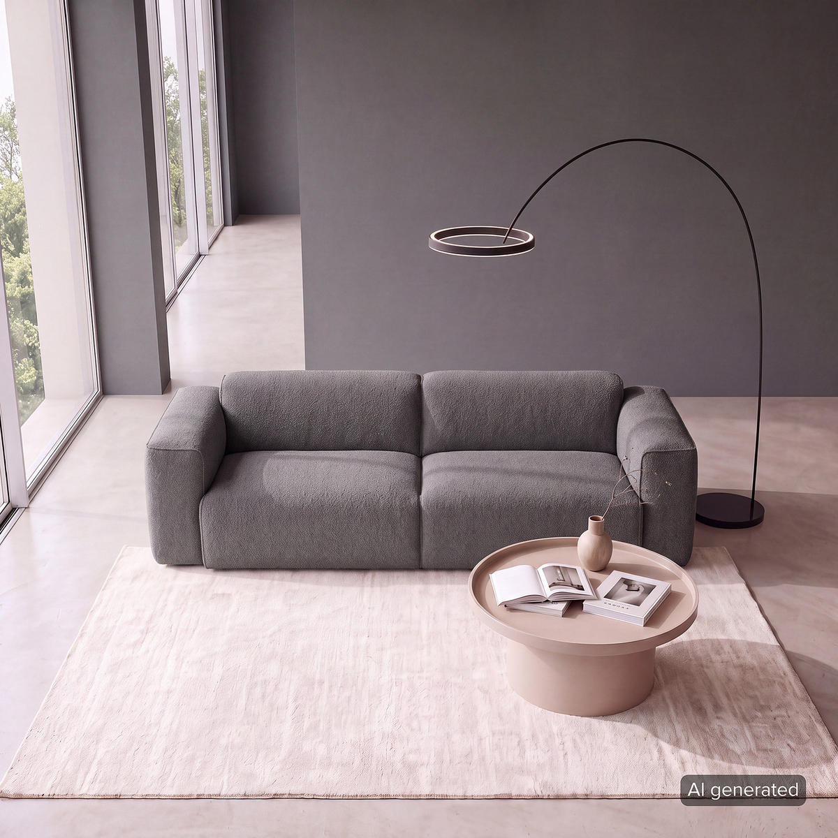 3-SITZER SOFA - Schwarz/Grau, Kunststoff/Textil (251/71/102cm) - home24