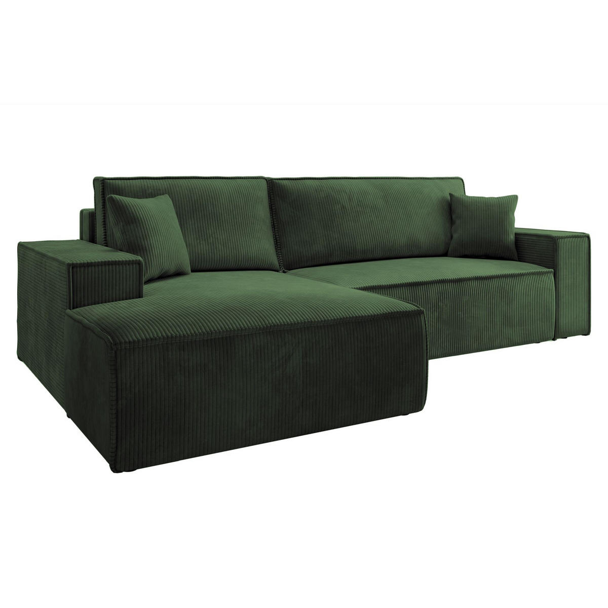 ECKSOFA Farese New Grün Cord - Schwarz/Grün, Kunststoff/Textil (267/167cm) - Selsey