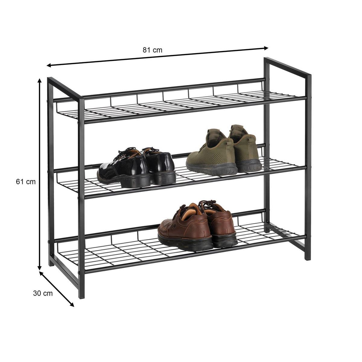 SCHUHREGAL ORDO - Schwarz, Metall (81/61/30cm) - CARO-Möbel