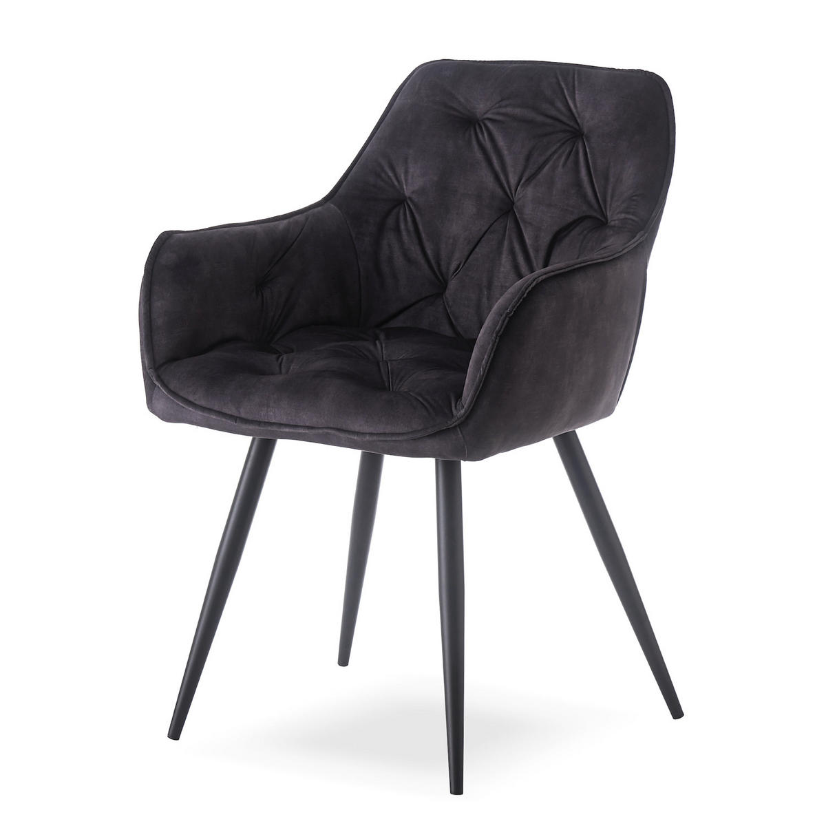 ARMLEHNSTUHL DIETER Anthrazit 2 Stück - Anthrazit, Textil/Metall (61/83/56cm) - B&D Home
