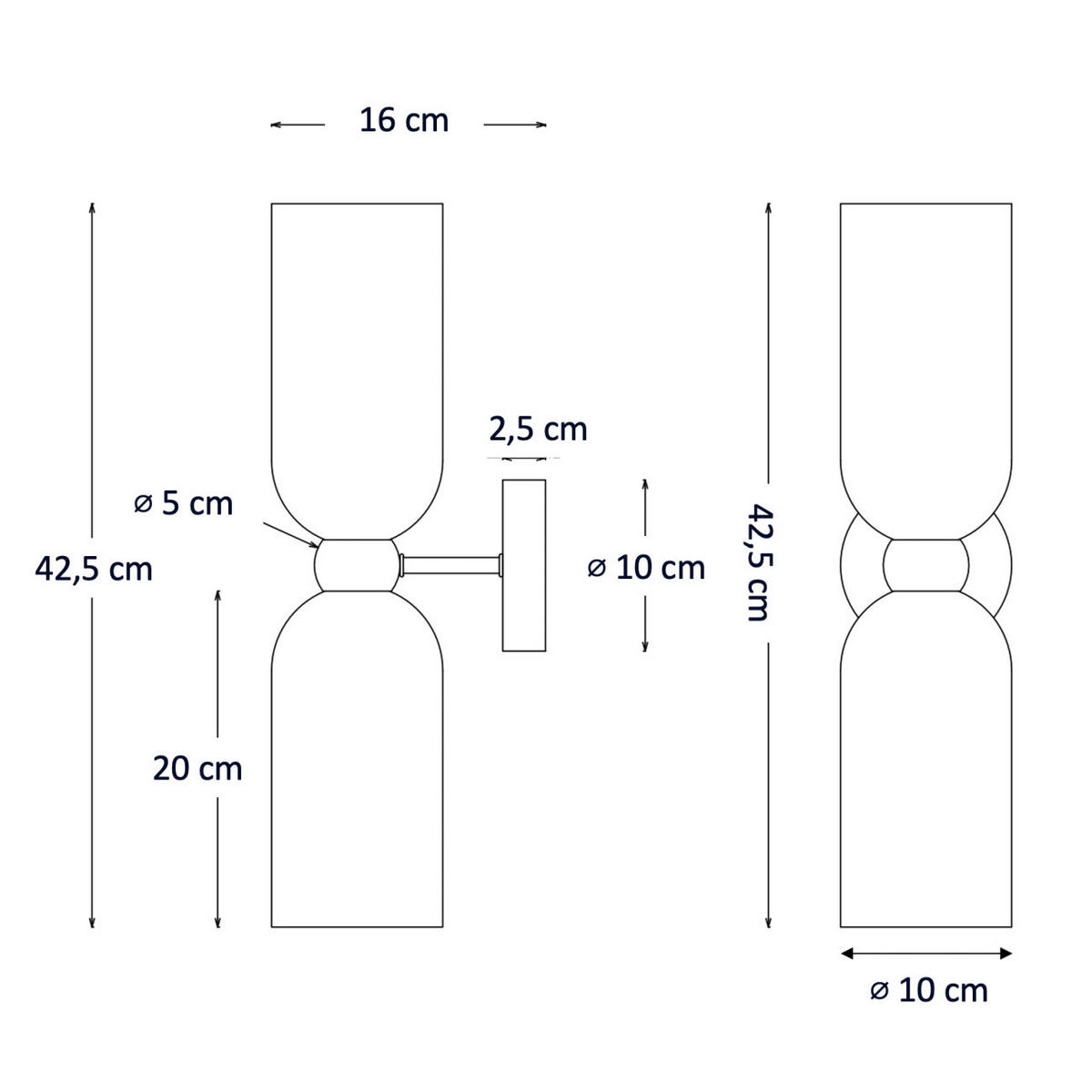 WANDLEUCHTE Leonora, Bernstein und Messing, 42.5cm - Goldfarben, Glas (10/42.5/16cm) - KOSILUM