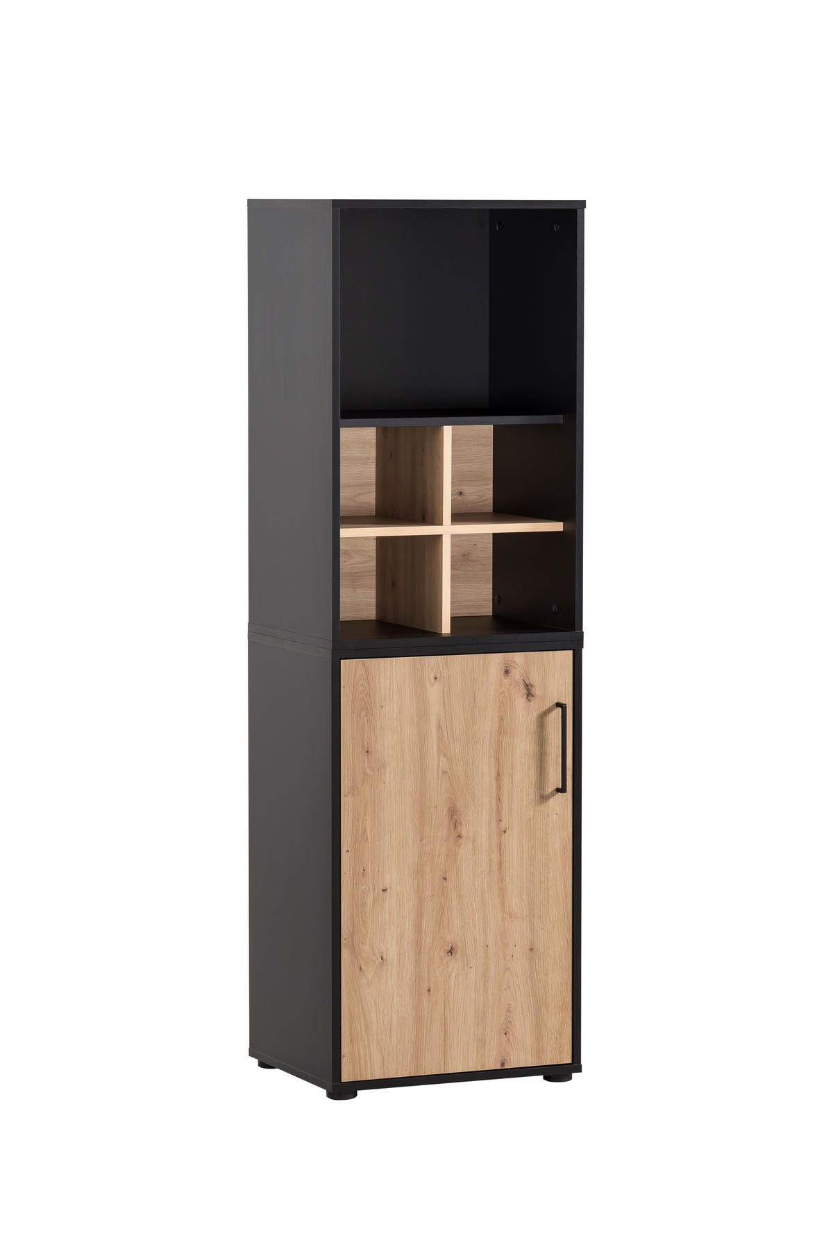 AKTENREGAL Raven Small 84x51x41 cm 2 Fächern Eiche/Schwarz - Schwarz, Holz (51/84/41cm) - PROREGAL
