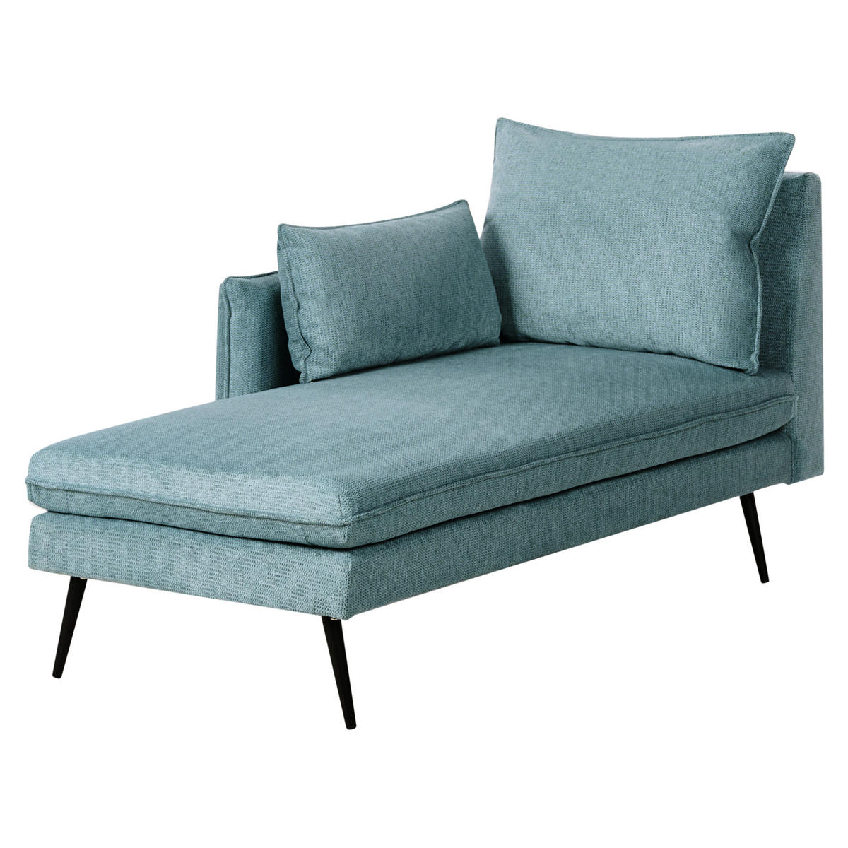 ČALOUNĚNÉ LEHÁTKO CHAISE LONGUE PRAVOSTRANNÉ Látka Světle modré Yerres - modrá/černá, textil (168/79/87cm) - Beliani