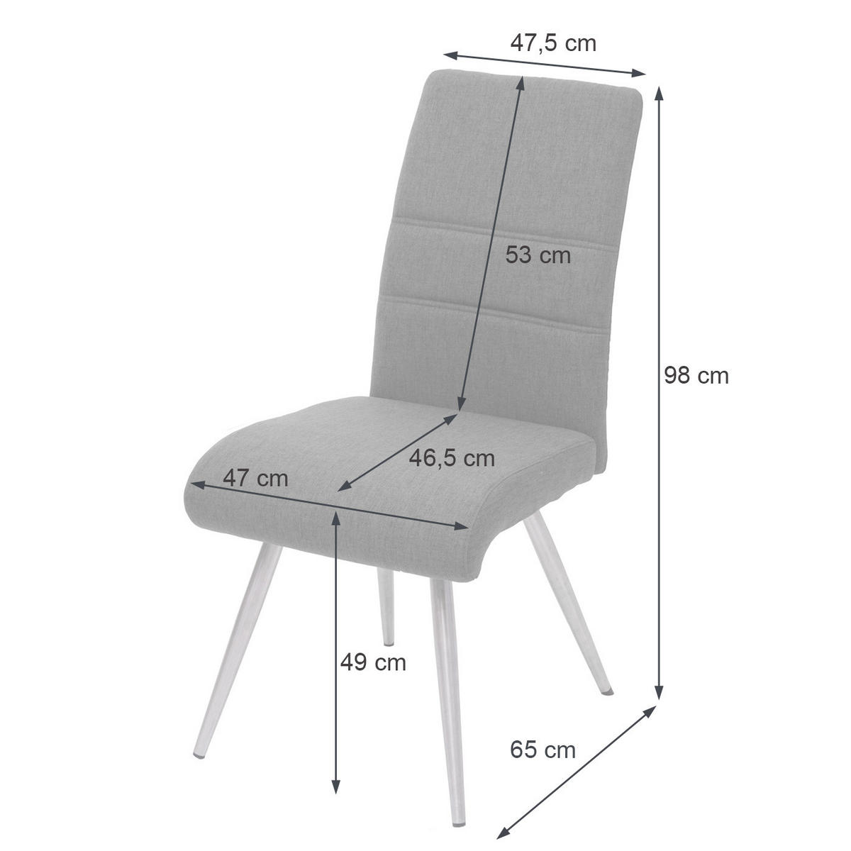 ESSZIMMERSTUHL Grau 2er-Set - Grau, Textil (68/97/64cm) - Jamb