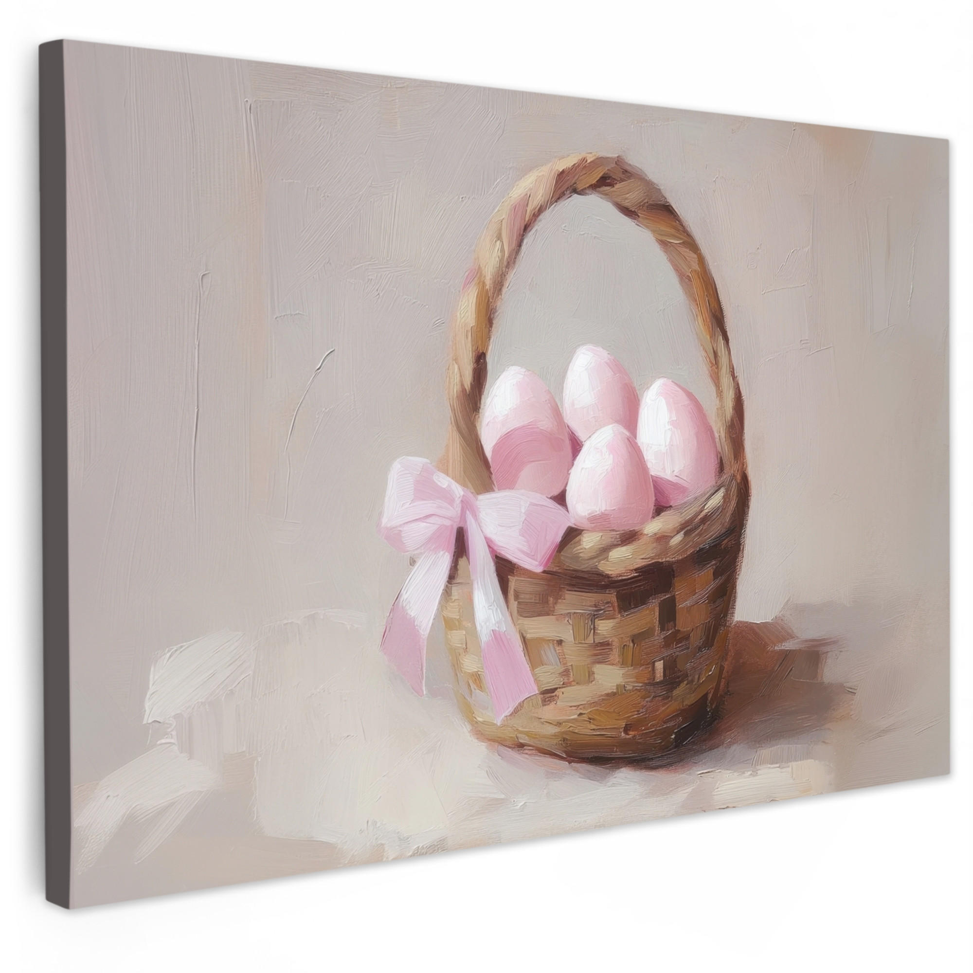 SLIKA NA PLATNU Košara 90x60 cm - bež, tekstil (90/60cm) - MuchoWow