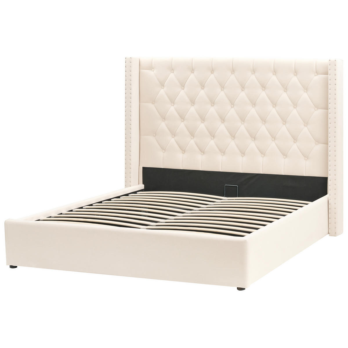 POLSTERBETT 160/200 cm Cremeweiß Lubbon - Creme, Textil (160/200cm) - Beliani