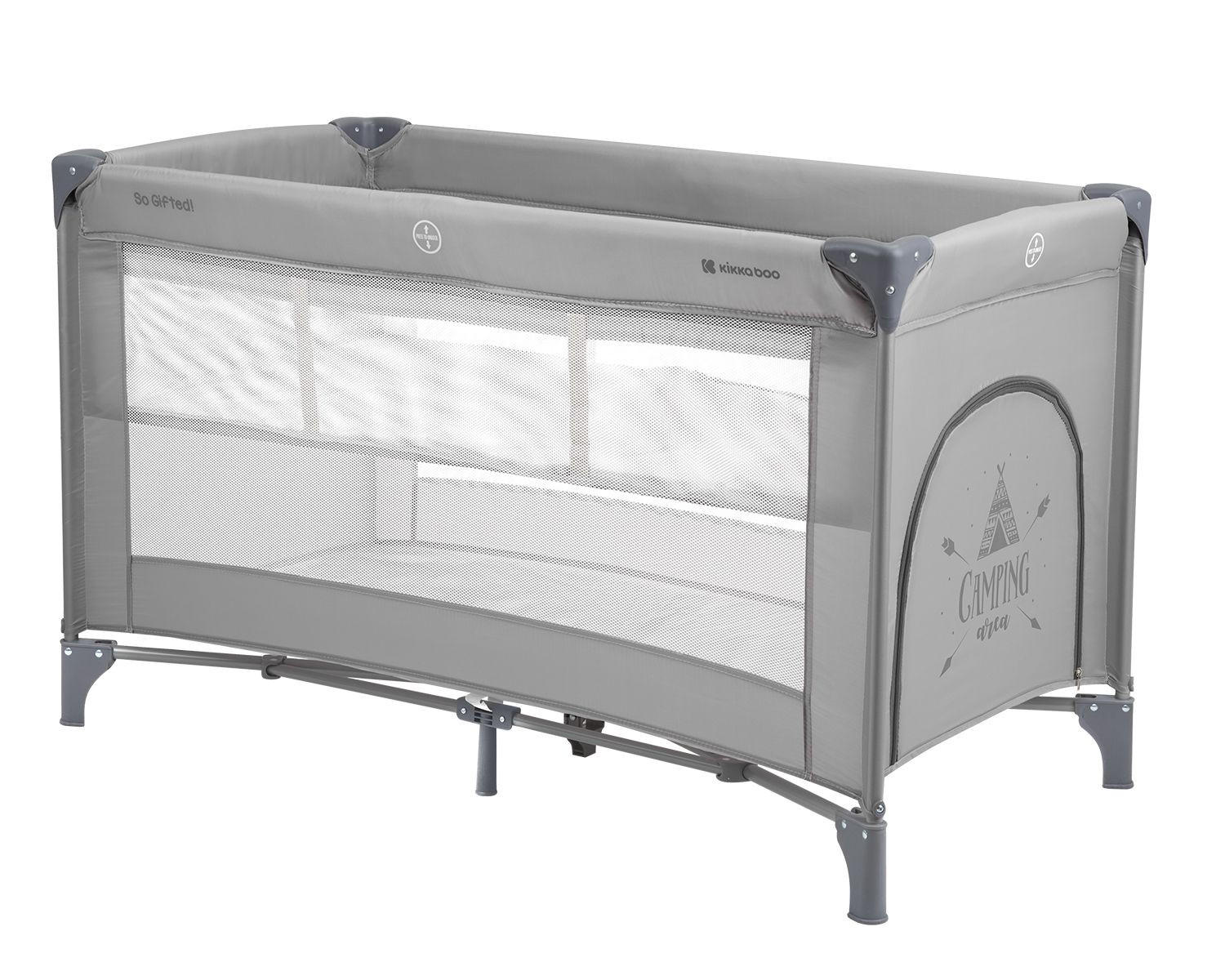 REISEBETT So Gifted dunkelgrau 2 Ebenen Matratze, Tragetasche, Öffnung - Grau, Metall (65/125cm) - Kikka boo