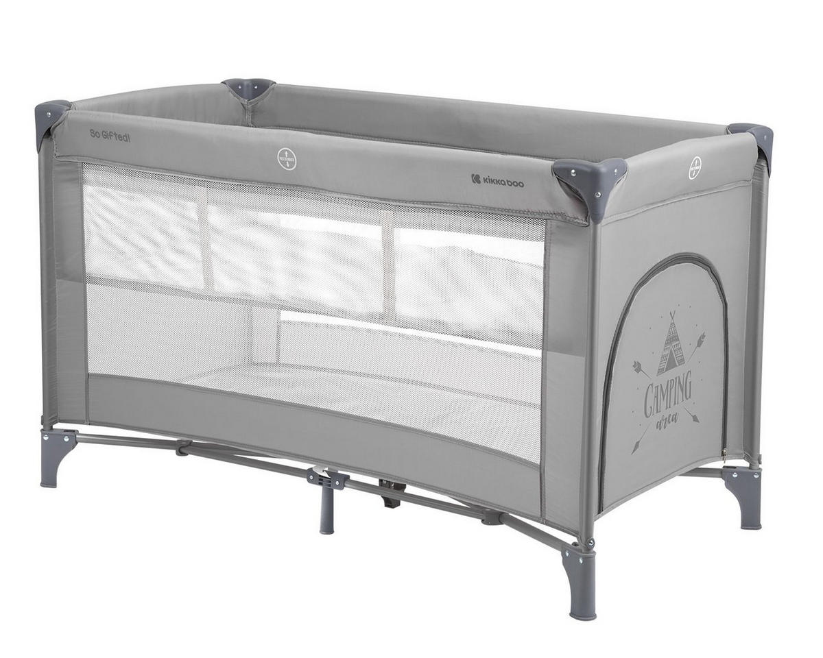 REISEBETT So Gifted dunkelgrau 2 Ebenen Matratze, Tragetasche, Öffnung - Grau, Metall (65/125cm) - Kikka boo