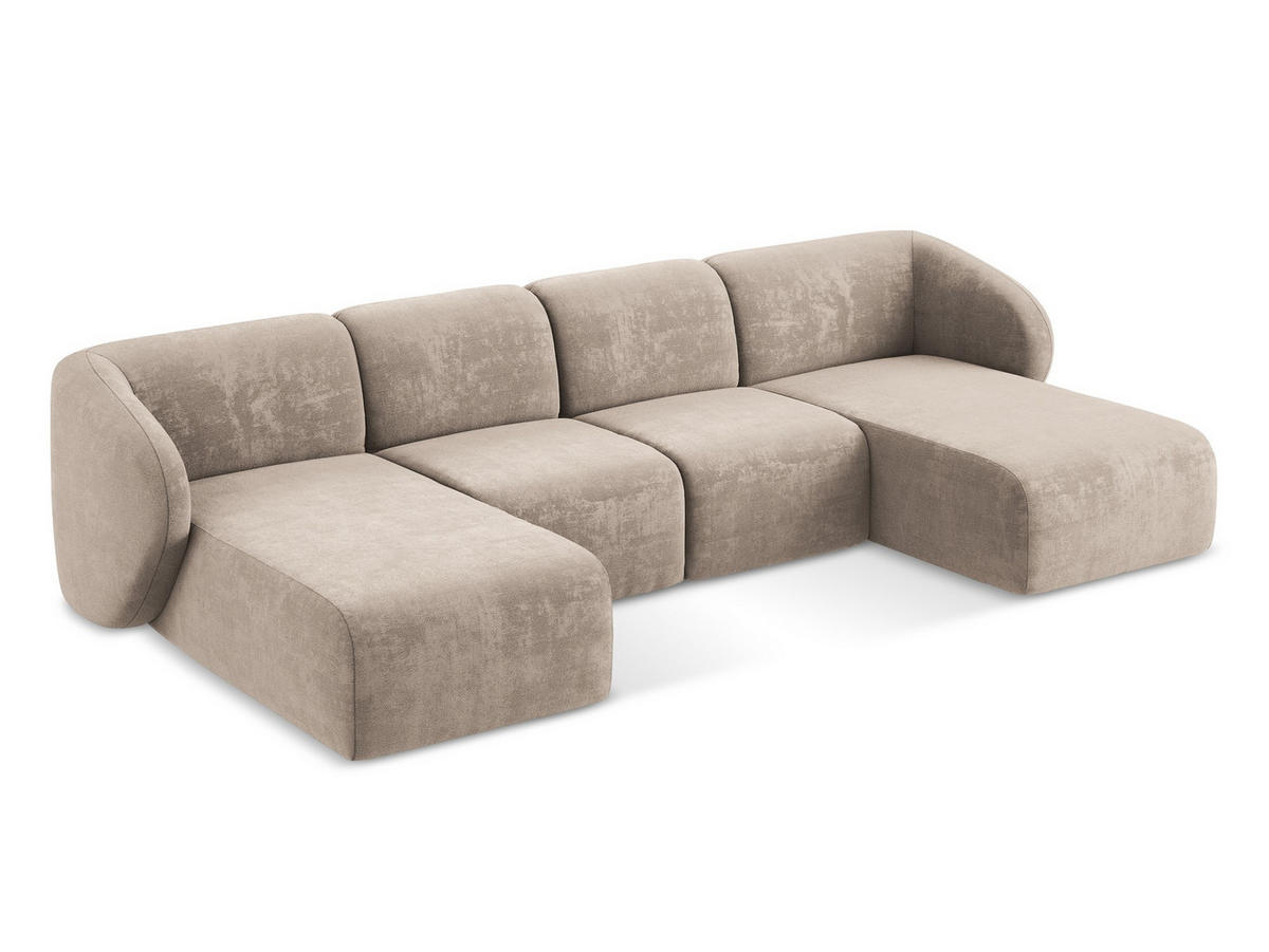 SOFAELEMENT Bouclé Stoff Braun - Schwarz/Mokka, Holzwerkstoff/Kunststoff (70/75/94cm) - Makamii