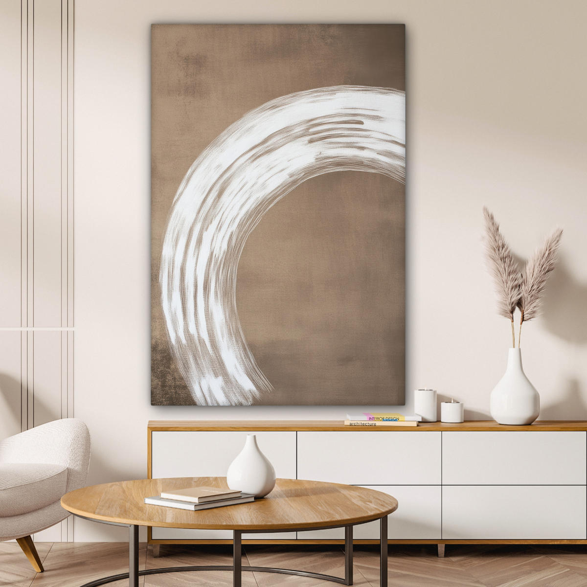 LEINWANDBILD Farbe - Braun - Japandi Deko XXL 80x120 cm - Kupferfarben, Textil (80/120cm) - MuchoWow