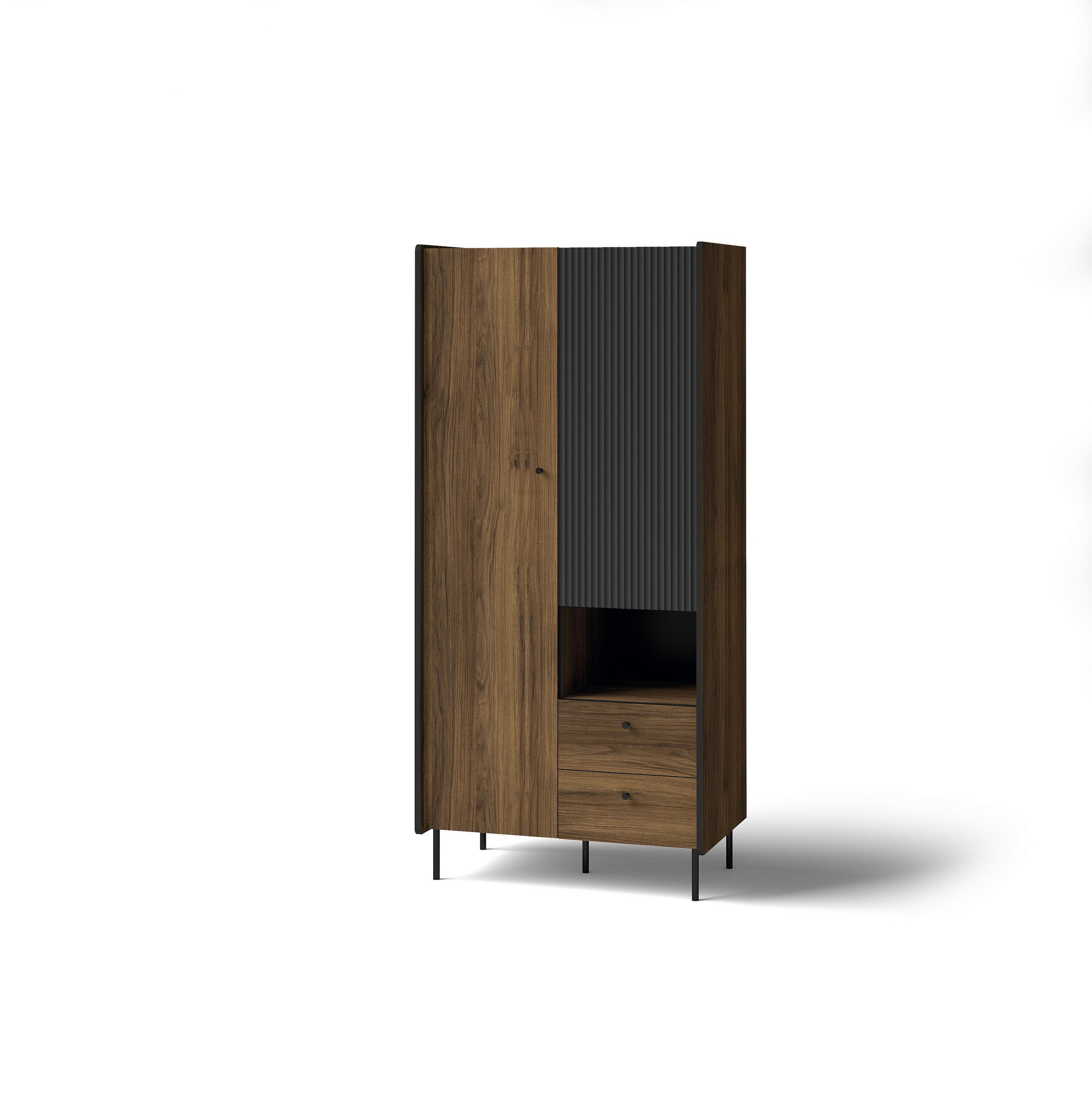 DREHTÜRENSCHRANK KREON 88,2/190,7/55cm 2-türig Braun - Schwarz/Braun, Holzwerkstoff (88.2/190.7/55cm) - MASSENO
