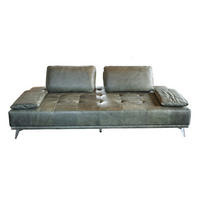 SOFA WIOLO Grün Leder - Silberfarben/Grün, Leder (110/83/240cm) - KAWOLA