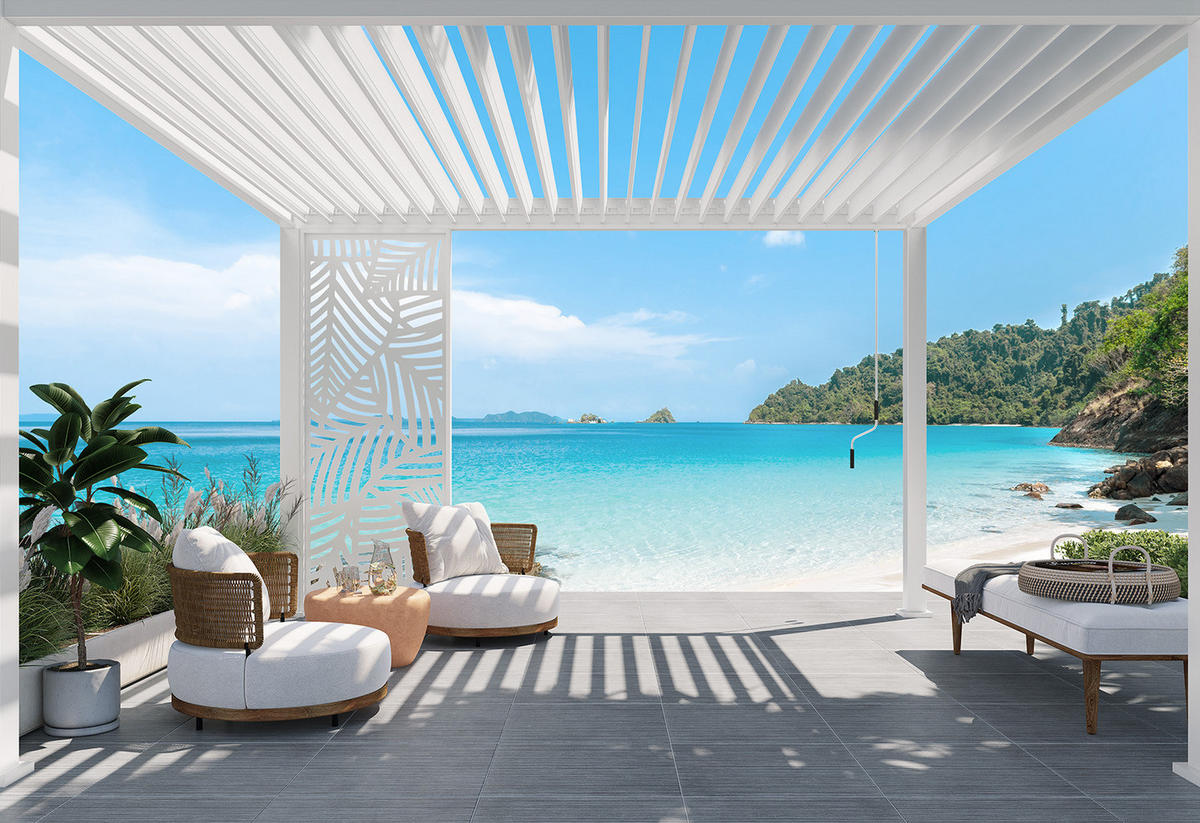 SEITENWAND für Pergola Dekorative Wand aus Aluminium Weiß 113 cm - Weiß, Metall (113/234/6cm) - WEIDE